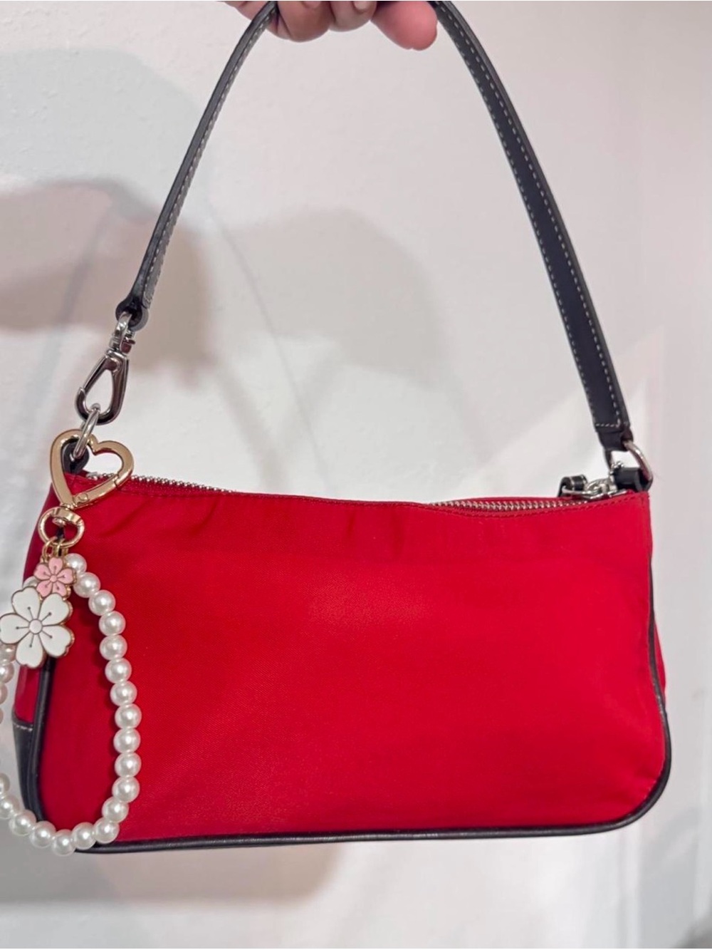 Coach Red Nylon Shoulder Baguette Bag